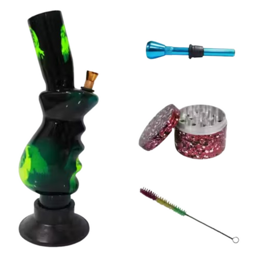 Acrylic Bong 10 Inch Combo (Bong + Grinder + Shooter + Brush)